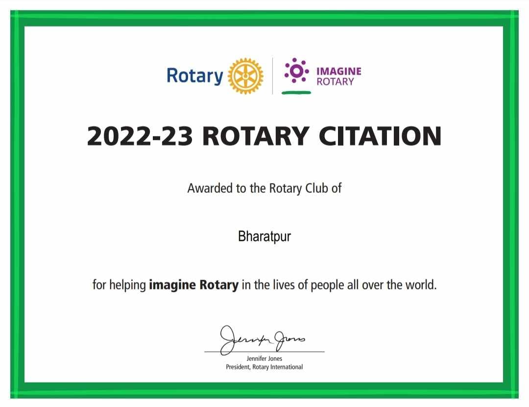 Rotary Citation for Rotary Year 2022-23