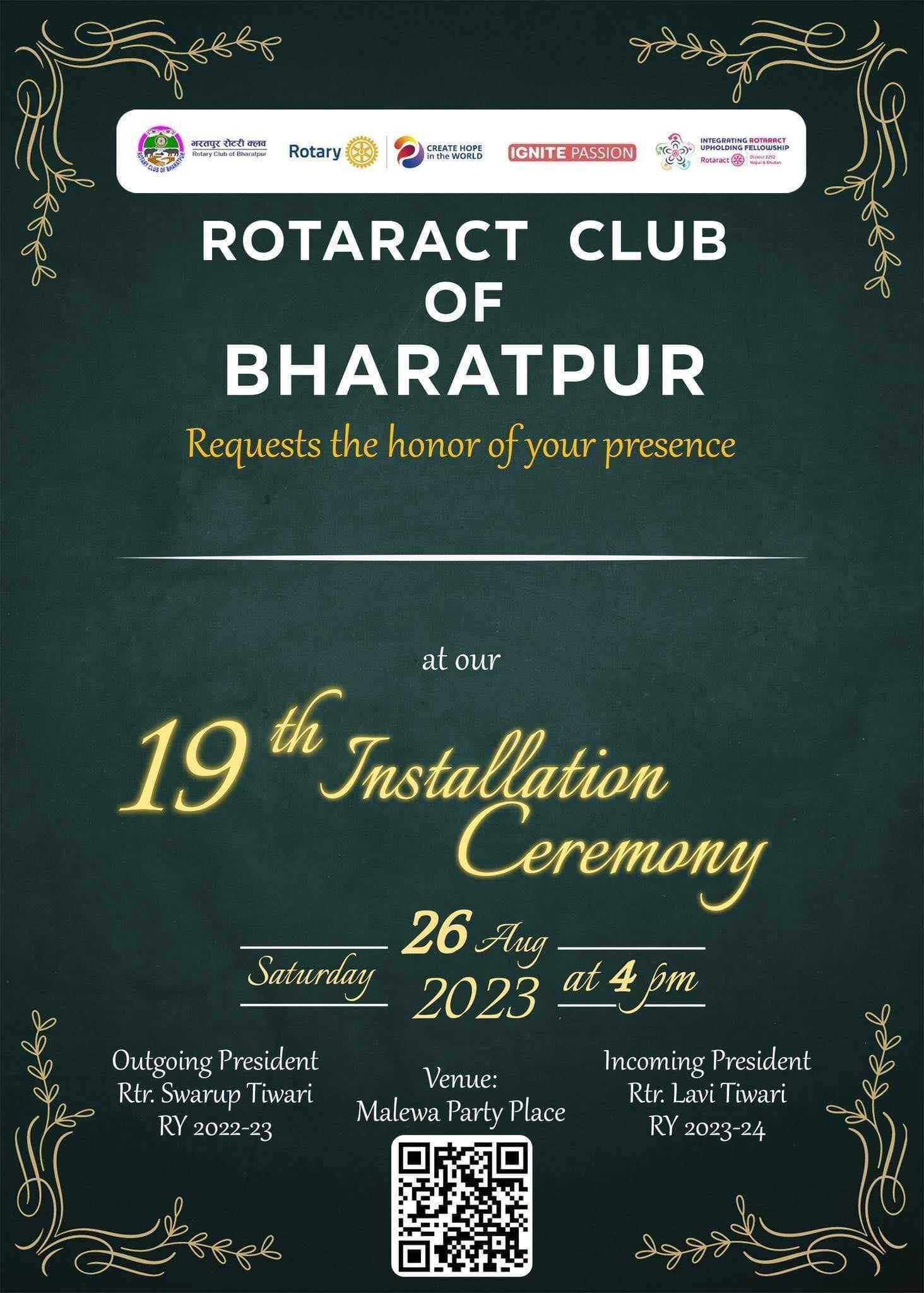 Installation ceremony of Rotaract club of Bharatpur
